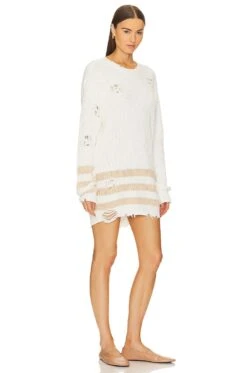 Devin Sweater White & Cappucino -Fashion Clothing Store SERR WK42 V2