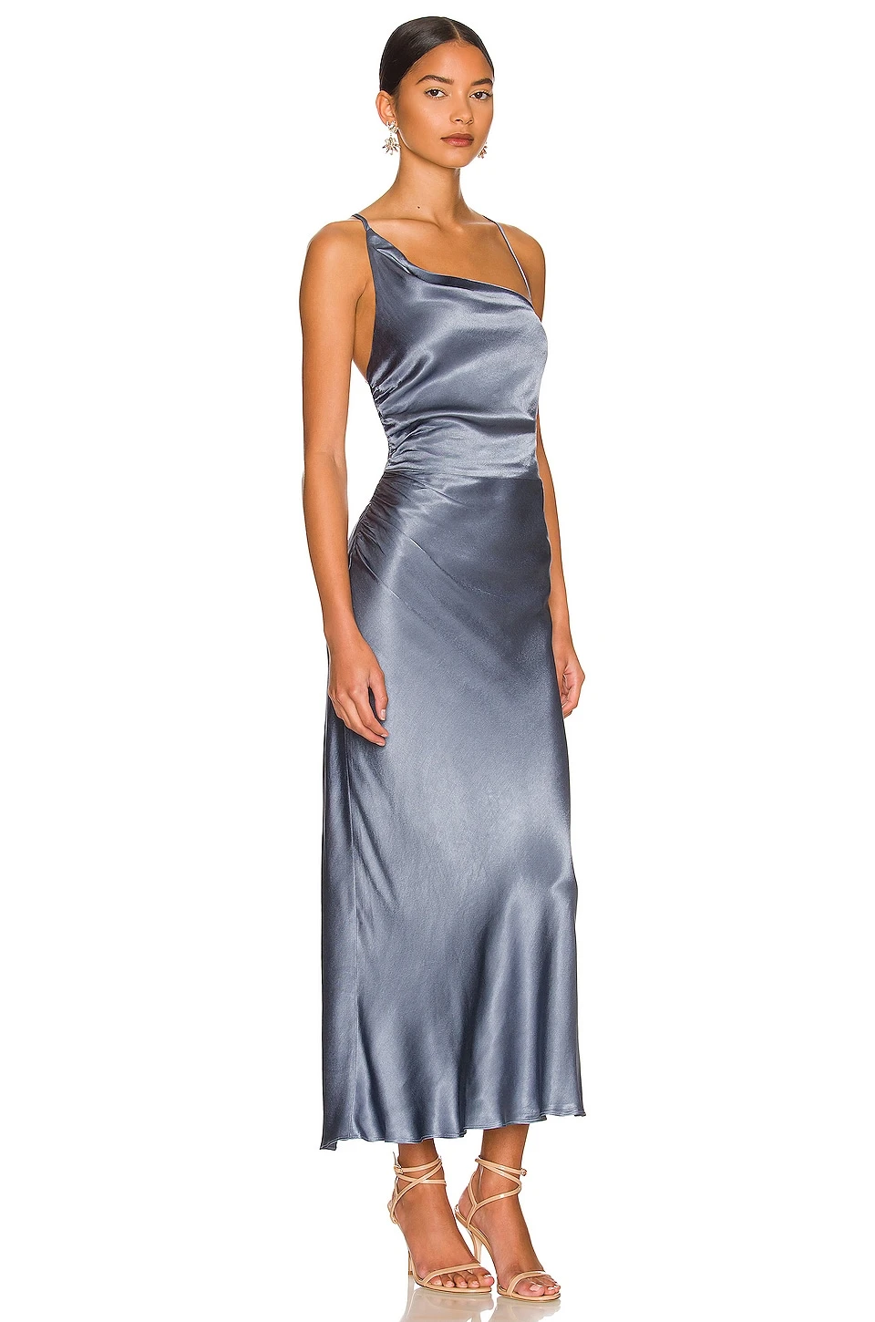 Shona Joy La Lune Asymmetrical Bias Cowl Midi Dress Blue Smoke 6 Shona Joy La Lune Asymmetrical Bias Cowl Midi Dress Blue Smoke - Image 4