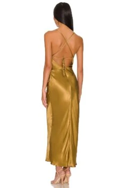 Shona Joy Giorgia Asymmetrical Midi Dress Olive Oil -Fashion Clothing Store SHON WD414 V3