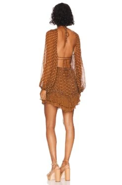 Shona Joy Brielle Cut Out Backless Mini Dress Almond & Sand -Fashion Clothing Store SHON WD432 V3
