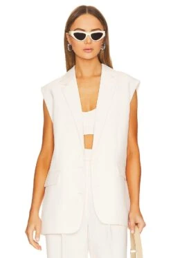 Shona Joy Irena Sleeveless Tailored Blazer Ivory