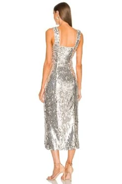 Show Me Your Mumu Eden Midi Dress Platinum Party Sequins -Fashion Clothing Store SHOW WD469 V3