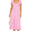 Show Me Your Mumu Mia Midi Dress Pink Clip Floral -Fashion Clothing Store SHOW WD585 V1