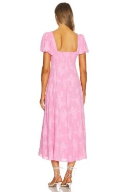 Show Me Your Mumu Mia Midi Dress Pink Clip Floral -Fashion Clothing Store SHOW WD585 V3