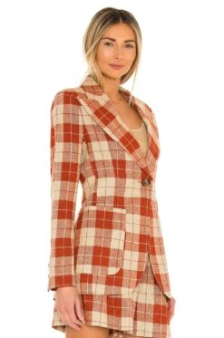 Patch Pocket Birkin Blazer Rust Spring Tweed -Fashion Clothing Store SMYT WO264 V3