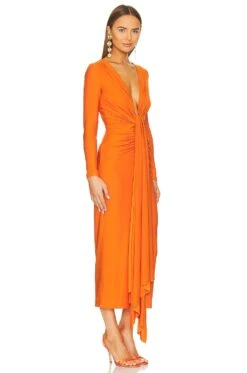 Lorena Midi Dress Apricot 10 Lorena Midi Dress Apricot -Fashion Clothing Store SOLA WD238 V2