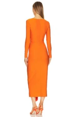 Lorena Midi Dress Apricot 11 Lorena Midi Dress Apricot -Fashion Clothing Store SOLA WD238 V3