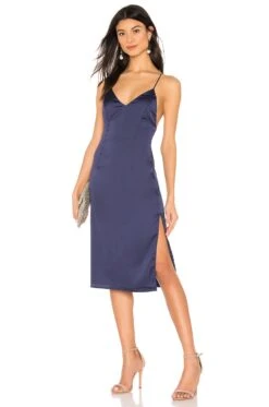 Frida Side Slit Dress Navy