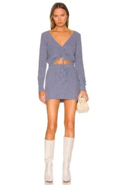 Serina Sweater Skirt Set Dusty Blue -Fashion Clothing Store SPDW WD1756 V1 1