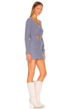Serina Sweater Skirt Set Dusty Blue -Fashion Clothing Store SPDW WD1756 V2