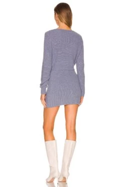 Serina Sweater Skirt Set Dusty Blue -Fashion Clothing Store SPDW WD1756 V3