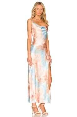 Krystal Slit Maxi Dress Orange Tie Dye -Fashion Clothing Store SPDW WD1860 V2