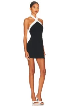 Brielle Cross Front Dress Black & White -Fashion Clothing Store SPDW WD2012 V2