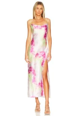 Krystal Slit Maxi Dress Orange Tie Dye -Fashion Clothing Store SPDW WD2074 V1