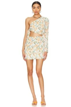 Essie One Shoulder Dress Blue Multi -Fashion Clothing Store SPDW WD2204 V1 1