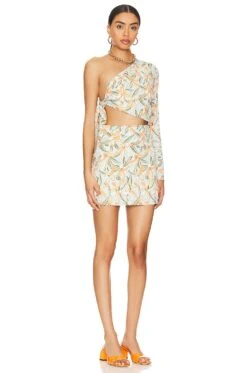 Essie One Shoulder Dress Blue Multi -Fashion Clothing Store SPDW WD2204 V2