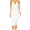 Vivienne Ruched Midi Dress White -Fashion Clothing Store SPDW WD2232 V1
