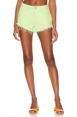 Domonique Denim Short Lime Green