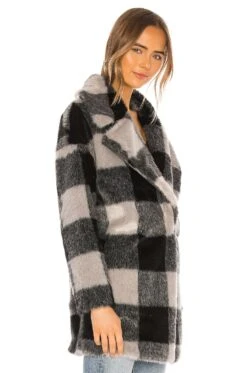 Amaya Faux Fur Coat Grey Plaid 9 Amaya Faux Fur Coat Grey Plaid -Fashion Clothing Store SPDW WO88 V3