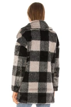 Amaya Faux Fur Coat Grey Plaid 10 Amaya Faux Fur Coat Grey Plaid -Fashion Clothing Store SPDW WO88 V4