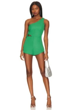 Aimey One Shoulder Romper Green
