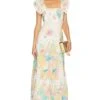 Lei Lei Frill Gown Cream Floral -Fashion Clothing Store SPEL WD285 V1