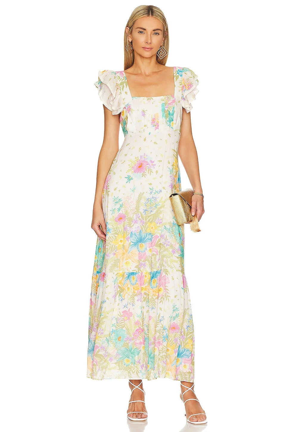 Lei Lei Frill Gown Cream Floral 3 Lei Lei Frill Gown Cream Floral