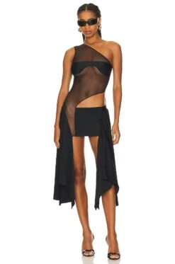 X Revolve Tricot Mesh Dress Bubble Gum Pink -Fashion Clothing Store STCR WD2 V1