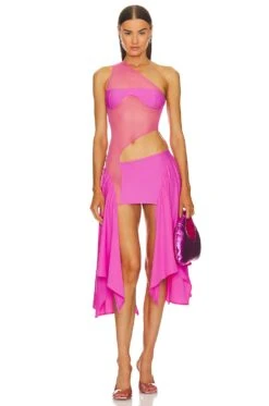 X Revolve Tricot Mesh Dress Bubble Gum Pink