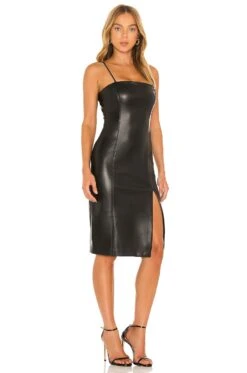 Faux Leather Thin Strap Square Neck Dress Black 8 Faux Leather Thin Strap Square Neck Dress Black -Fashion Clothing Store SUSA WD1955 V2