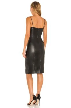 Faux Leather Thin Strap Square Neck Dress Black 9 Faux Leather Thin Strap Square Neck Dress Black -Fashion Clothing Store SUSA WD1955 V3