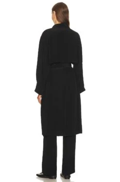 THEORY Airy Double Breasted Trench Coat Black -Fashion Clothing Store THEO WO365 V4