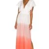 Dahlia Maxi Dress White Coral Ombre -Fashion Clothing Store TIAR WD379 V1
