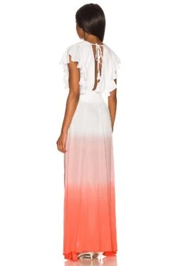 Dahlia Maxi Dress White Coral Ombre -Fashion Clothing Store TIAR WD379 V3