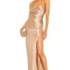 X REVOLVE Strappy Gathered Gown Champagne