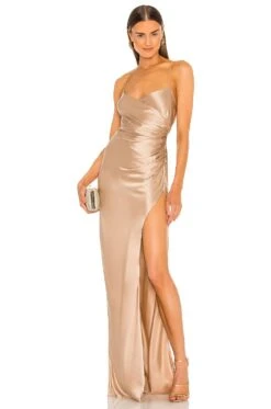 X REVOLVE Strappy Gathered Gown Champagne