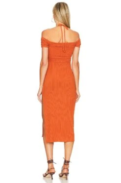 Lizzie Midi Dress Burnt Orange -Fashion Clothing Store TULA WD1369 V3