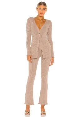 Variegated Rib Pant Taupe -Fashion Clothing Store TULA WP201 V4