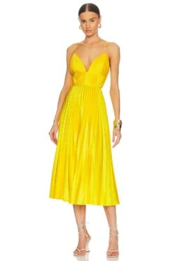 Viv Mitered Pleating Dress Yellow Tang