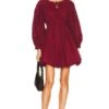 ULLA JOHNSON Martine Mini Dress Bordeaux -Fashion Clothing Store ULLA WD364 V1