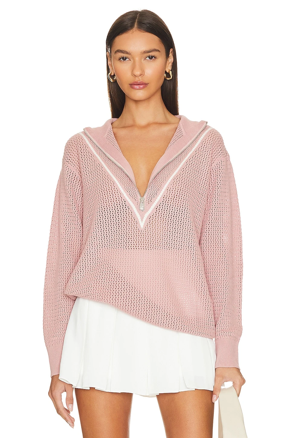 Varley Calva Knit Half Zip Pale Mauve 8 Varley Calva Knit Half Zip Pale Mauve - Image 6