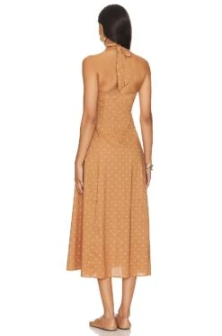 Halter Button Up Midi Dress Micro Polka Biscotti Multi 7 Halter Button Up Midi Dress Micro Polka Biscotti Multi -Fashion Clothing Store WWWR WD77 V3