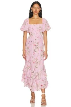 Dorinda Midi Dress Heartwood Pink