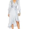 Zimmermann Silk Wrap Midi Dress Ice Blue -Fashion Clothing Store ZIMM WD365 V1