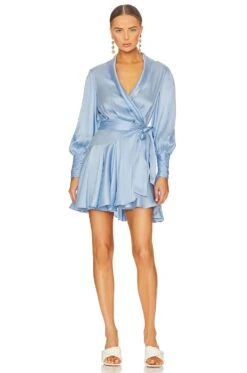 Zimmermann Silk Wrap Mini Dress Musk 14 Zimmermann Silk Wrap Mini Dress Musk -Fashion Clothing Store ZIMM WD383 V1
