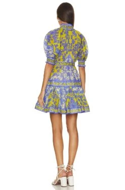 Zimmermann Raie Mini Dress Teal & Blue Floral -Fashion Clothing Store ZIMM WD399 V3