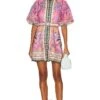 Zimmermann Ginger Buttoned Mini Dress Pink Multi 1 Zimmermann Ginger Buttoned Mini Dress Pink Multi -Fashion Clothing Store ZIMM WD411 V1