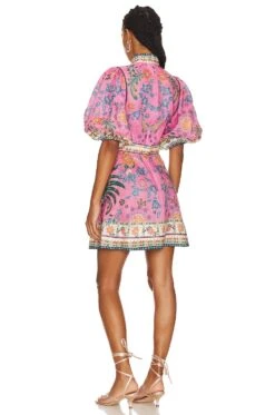 Zimmermann Ginger Buttoned Mini Dress Pink Multi -Fashion Clothing Store ZIMM WD411 V3