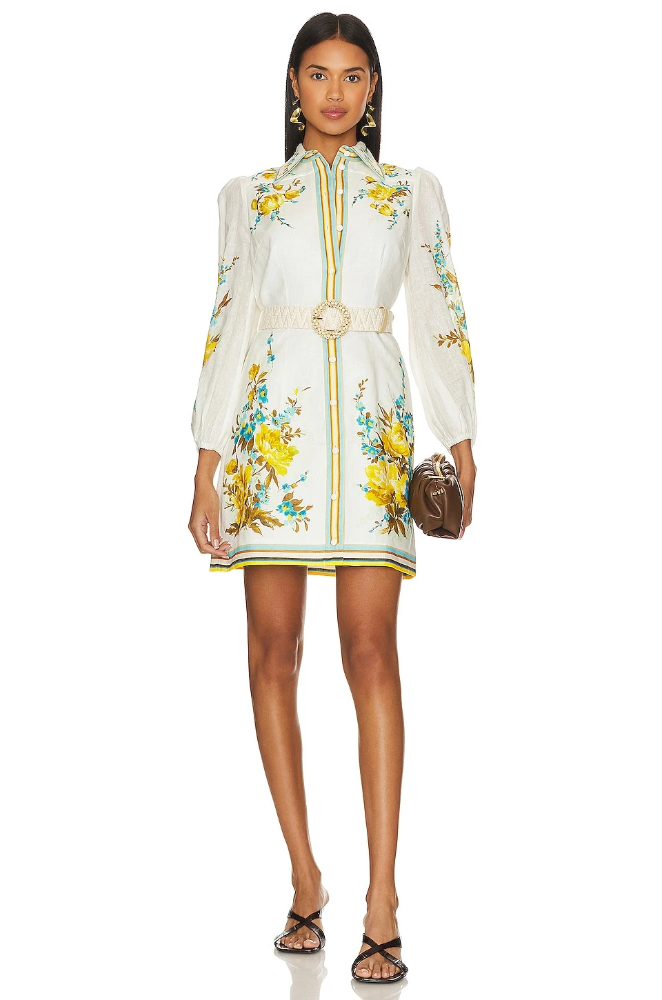 Zimmermann Halcyon Shirt Dress Blue & Yellow Floral 3 Zimmermann Halcyon Shirt Dress Blue & Yellow Floral