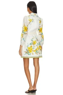Zimmermann Halcyon Shirt Dress Blue & Yellow Floral 7 Zimmermann Halcyon Shirt Dress Blue & Yellow Floral -Fashion Clothing Store ZIMM WD417 V3